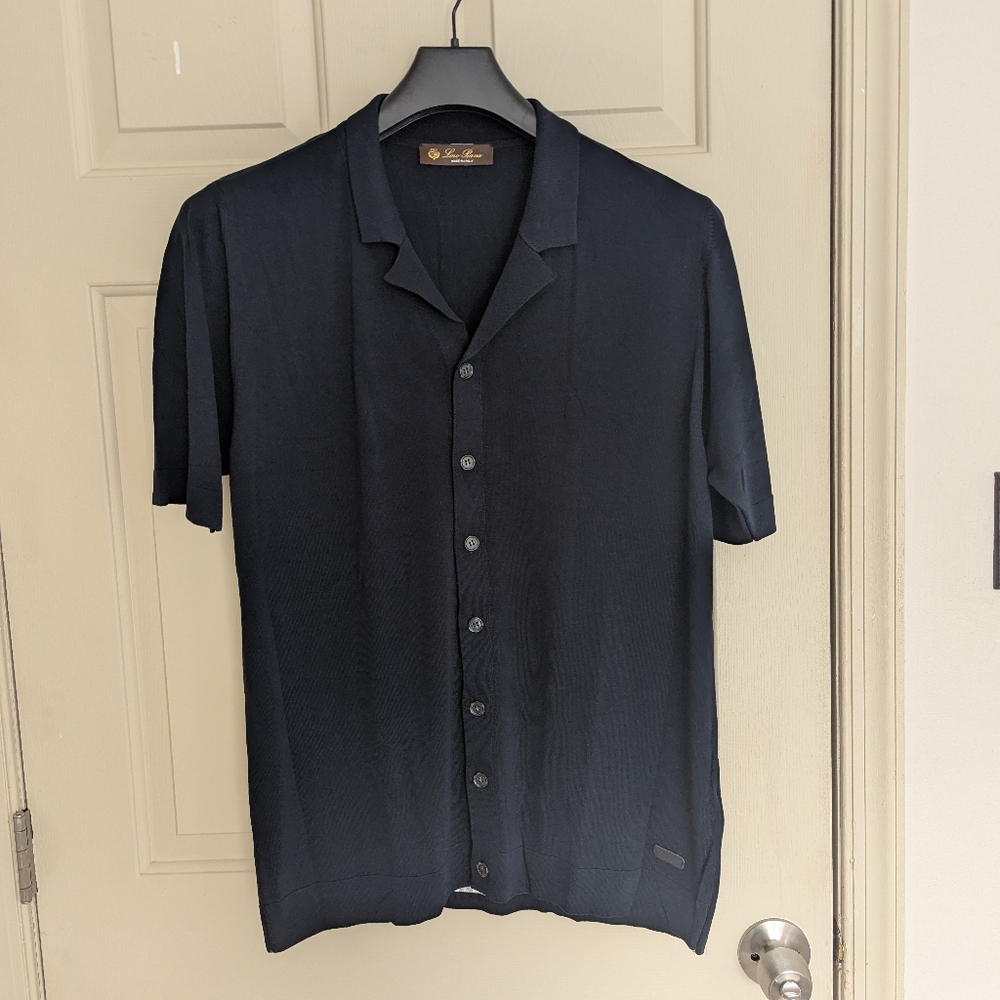 Loro Piana Black Short Sleeve Men's Shirt